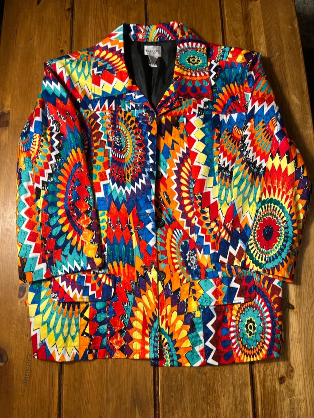 Chico's Vibrant Multicolor Geometric Blazer size 3